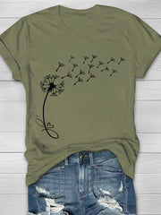 Dandelion Printed Crew Neck Women's T-shirt