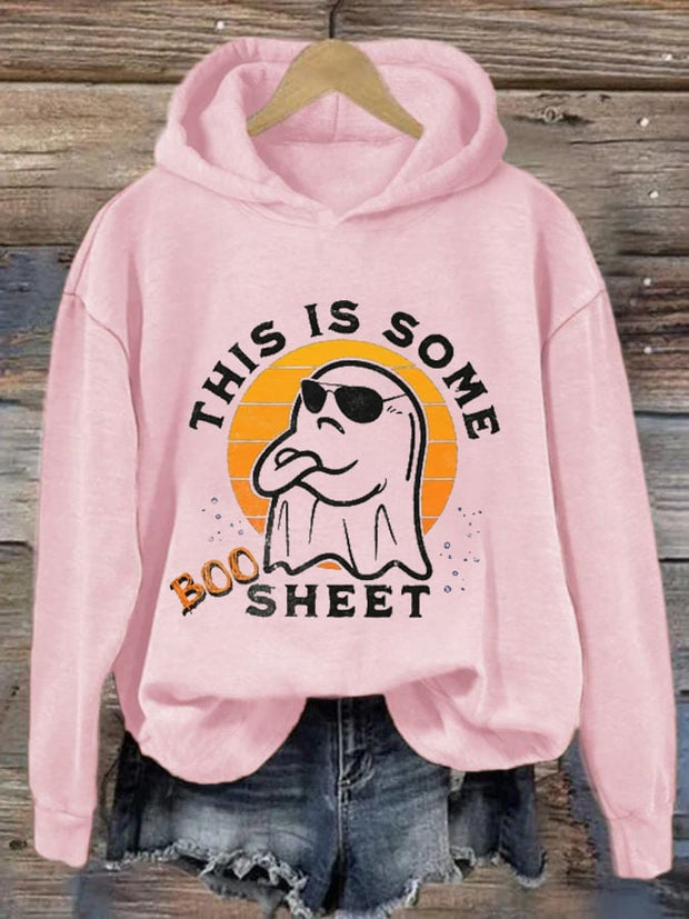 Women's Funny Halloween Ghost This Is Some BOO SHEET Casual Hoodie