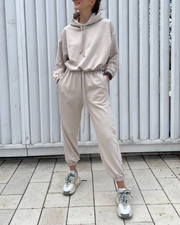 Loose Waist Waist Hooded Sweater Suit