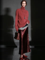 Luxury Cashmere Turtleneck Sweater – Seamless Design, Soft Brushed Knit, Solid Color Warm Pullover for Fall Winter