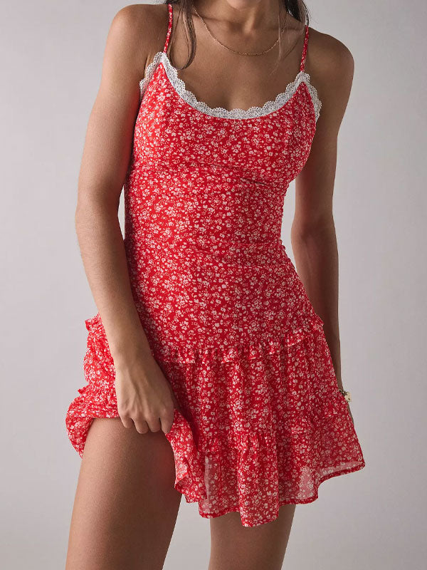 U neck floral lace dress