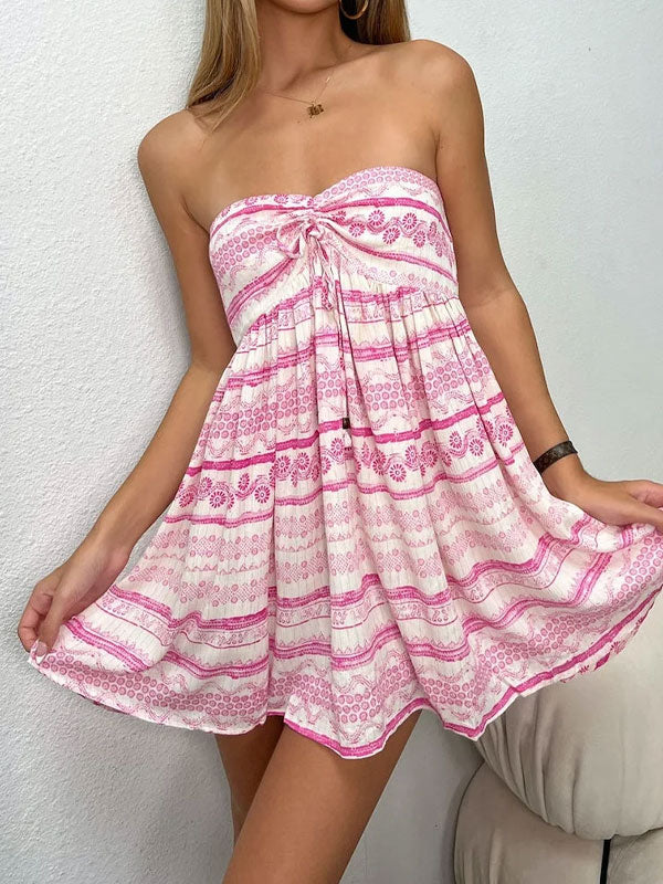 Ruched mini dress in pink