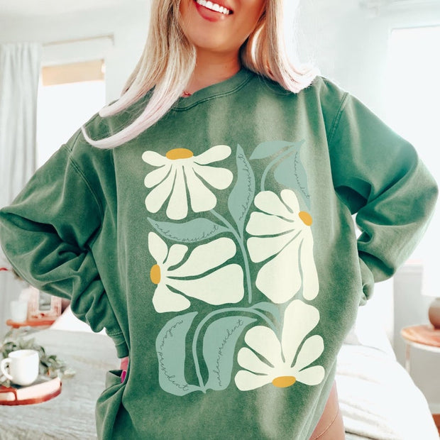 Girls Casual Floral Print Long Sleeve Sweatshirt