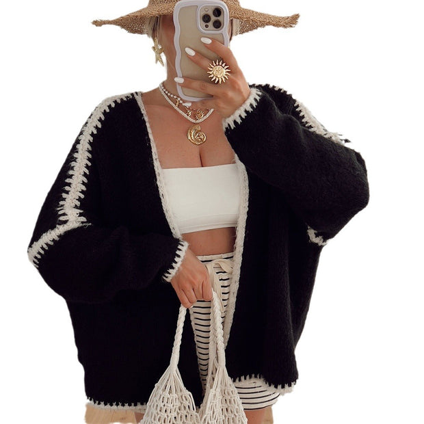 Chunky-needle imitation woolen knitted sweater