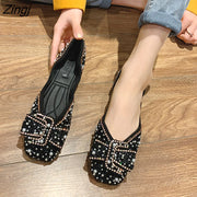 Women Flat Shoes Fashion Bling Rhinestone Flat Ballet Bow-knot Slip On Ladies Lazy Loafers Casual Flat Shoes