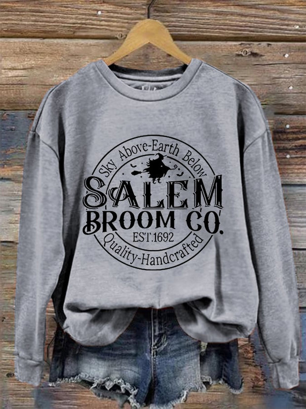 Women's Funny Halloween Salem Broom Co. Casual Sweatshirt