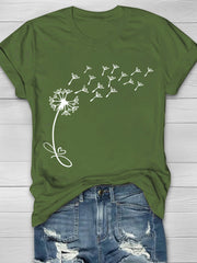 Dandelion Printed Crew Neck Women's T-shirt