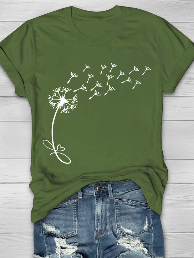 Dandelion Printed Crew Neck Women's T-shirt