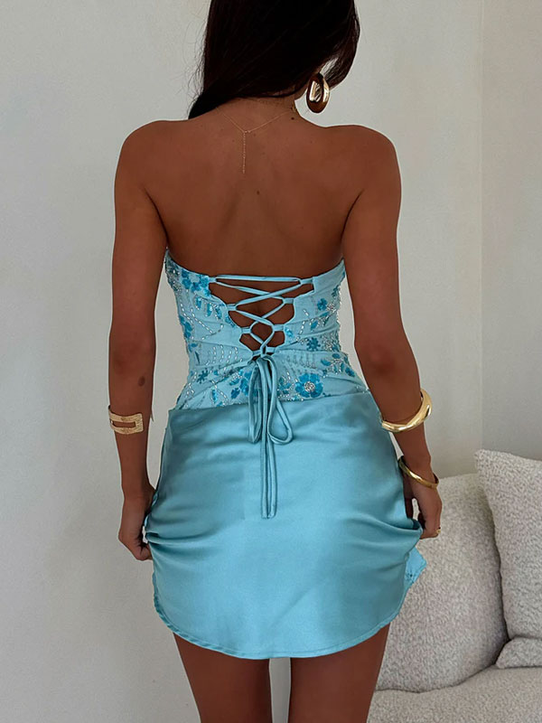 Strapless sequin mini dress