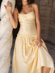 Thin straps ruched maxi dress