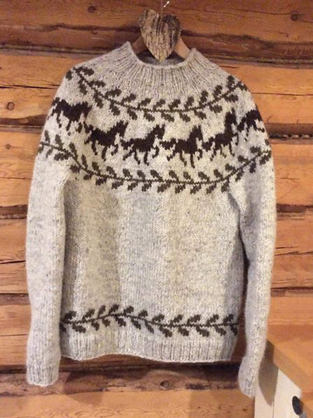 Vintage Icelandic Knit Jacquard Warmth Sweater(Unisex)