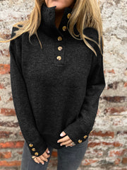 Stand Collar Buttons Casual Loose Sweater