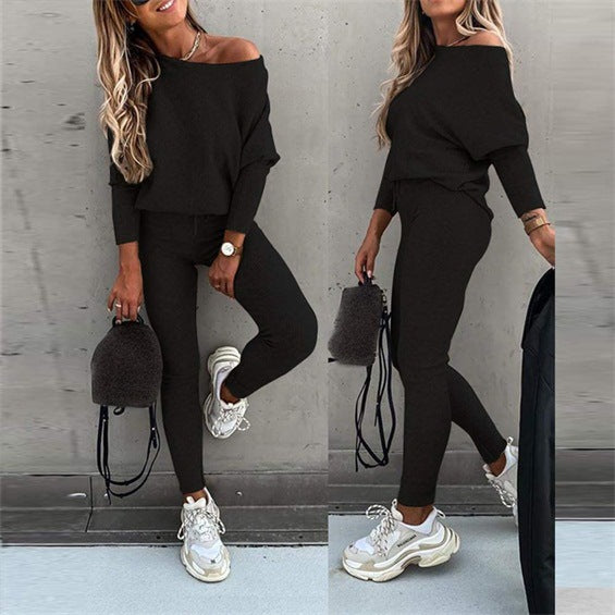 Casual Lace-Up Oblique Shoulder Sports Set