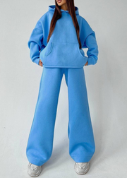 Two-piece Women's Hooded Pocket Sweater Suit