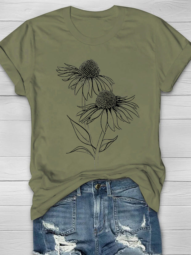 Sunflower Print Women's T-shirt