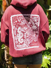 Crew neck embroided hoodie