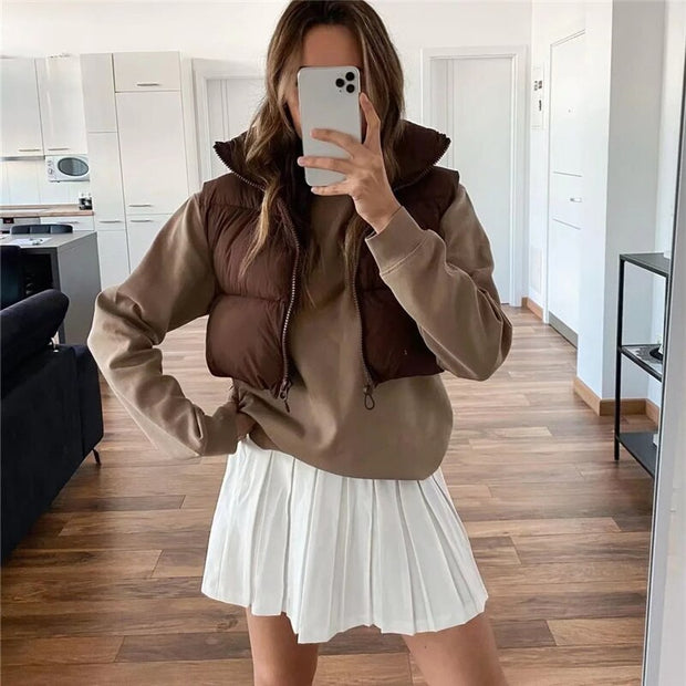 Parkas Jackets Women Luxury Coats Winter 2022 Sleeveless Puffer Vests Female Clothing Elegant Ladies Bodywarmer