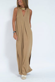 Elegant Is Eternal Solid Color Sleeveless Slit Maxi Dress