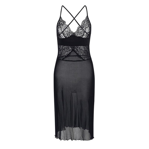 V neck lace maxi dress