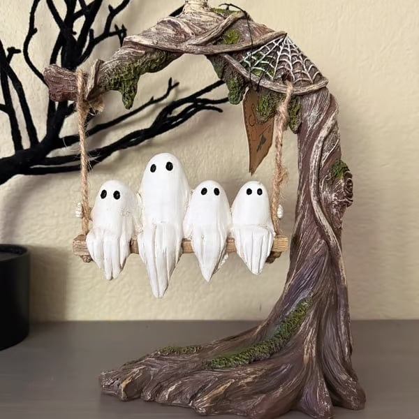 Halloween Swinging Ghost on Tree Swing🎃