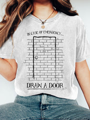 Draw A Door Halloween Horror Movie Vintage Washed T Shirt