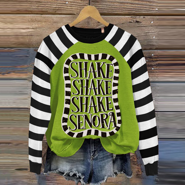 Vintage Shake Shake Shake Senora Halloween Art Printed Casual Sweatshirt