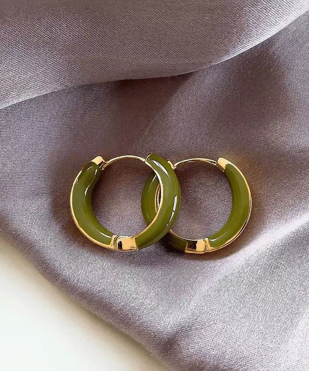 Fine Green Copper Overgild Circle Hoop Earrings