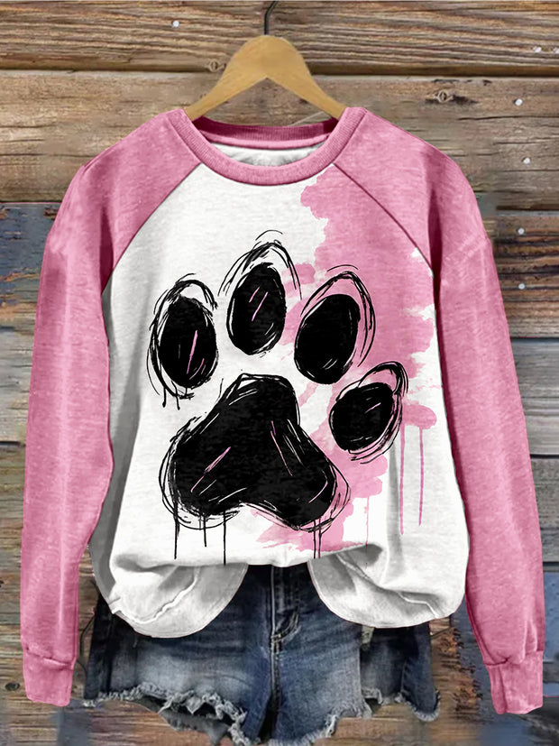 Cute Paws Pattern Vintage Cozy Sweatshirt