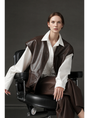 Women’s Sheepskin Leather Vest – Oversized Pocket Design Sleeveless Jacket, Versatile Chic Outerwear