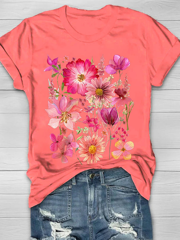 Vintage Flowers Print Women's T-shirt