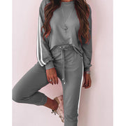 Ladies Fashion Loose Round Neck Long Sleeve Casual Suit