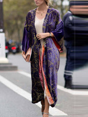 Printed Loose Long Sleeve Duster Kimono