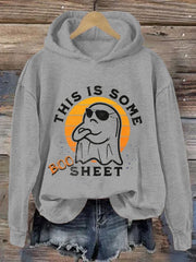 Women's Funny Halloween Ghost This Is Some BOO SHEET Casual Hoodie