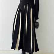 Vintage Knit Pleated High Waist Skirt