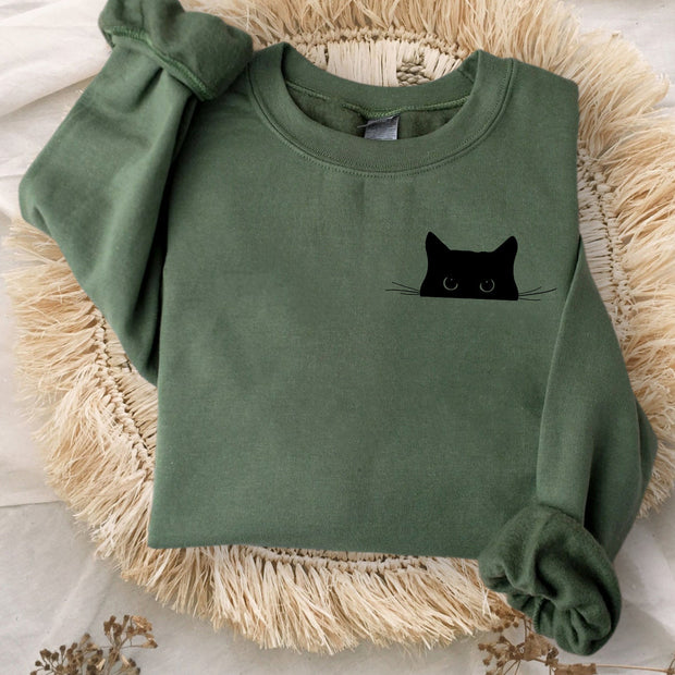 Cute Black Cat Art Print Sweatshirt