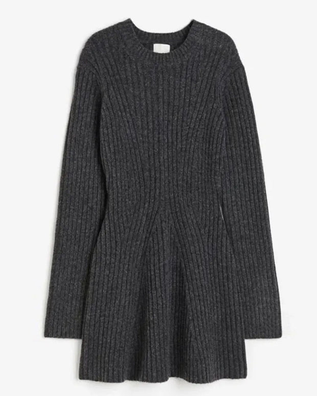 Slit bell sleeve sweater dress