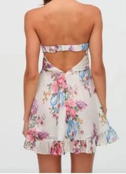 Sexy Bandeau Printed Mesh Backless Dress