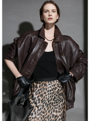 Luxury Collection Vegetable-Tanned Sheepskin Leather Jacket for Women – Stylish Webbing Trim Moto Outerwear