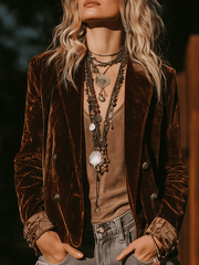 Bohemian Velvet Double-Breasted Blazer