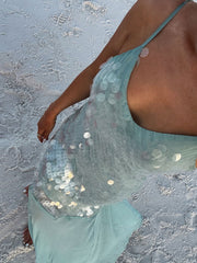 Thin straps sequin maxi dress