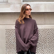 Round Neck Reverse Solid Color Casual Knitted Top