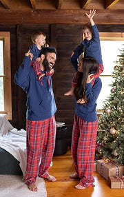 Christmas Plaid Print Family Long Sleeve Pajama Set