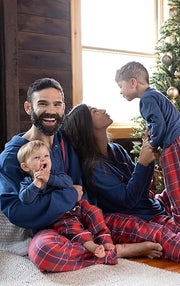 Christmas Plaid Print Family Long Sleeve Pajama Set
