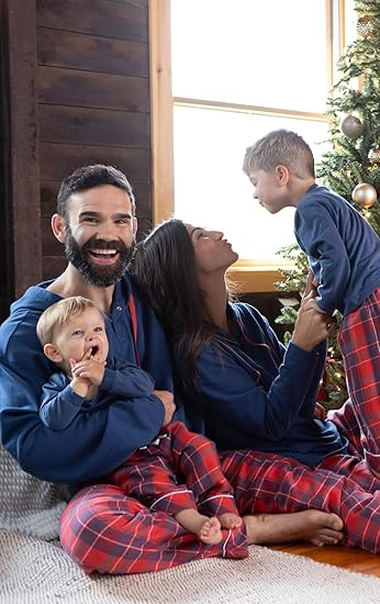 Christmas Plaid Print Family Long Sleeve Pajama Set
