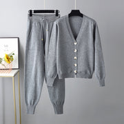 V-neck Cardigan Sweater Harem Pants Two-pieces Set