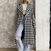 Autumn And Retro Winter Elegant Houndstooth Plaid Coat