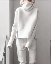 Turtleneck Knitted Two Pieces Pants Suits