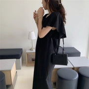 Square Collar Waist Loose Long A-Line Maxi Dress