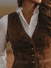 Vintage Brown Faux Suede Vest