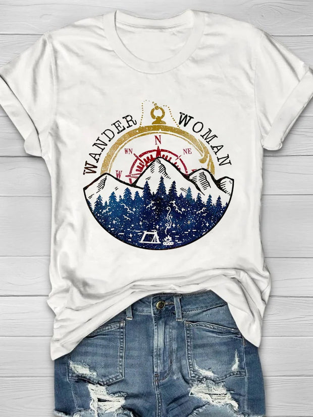 Wander Woman Mountain Printed Women's T-shirt